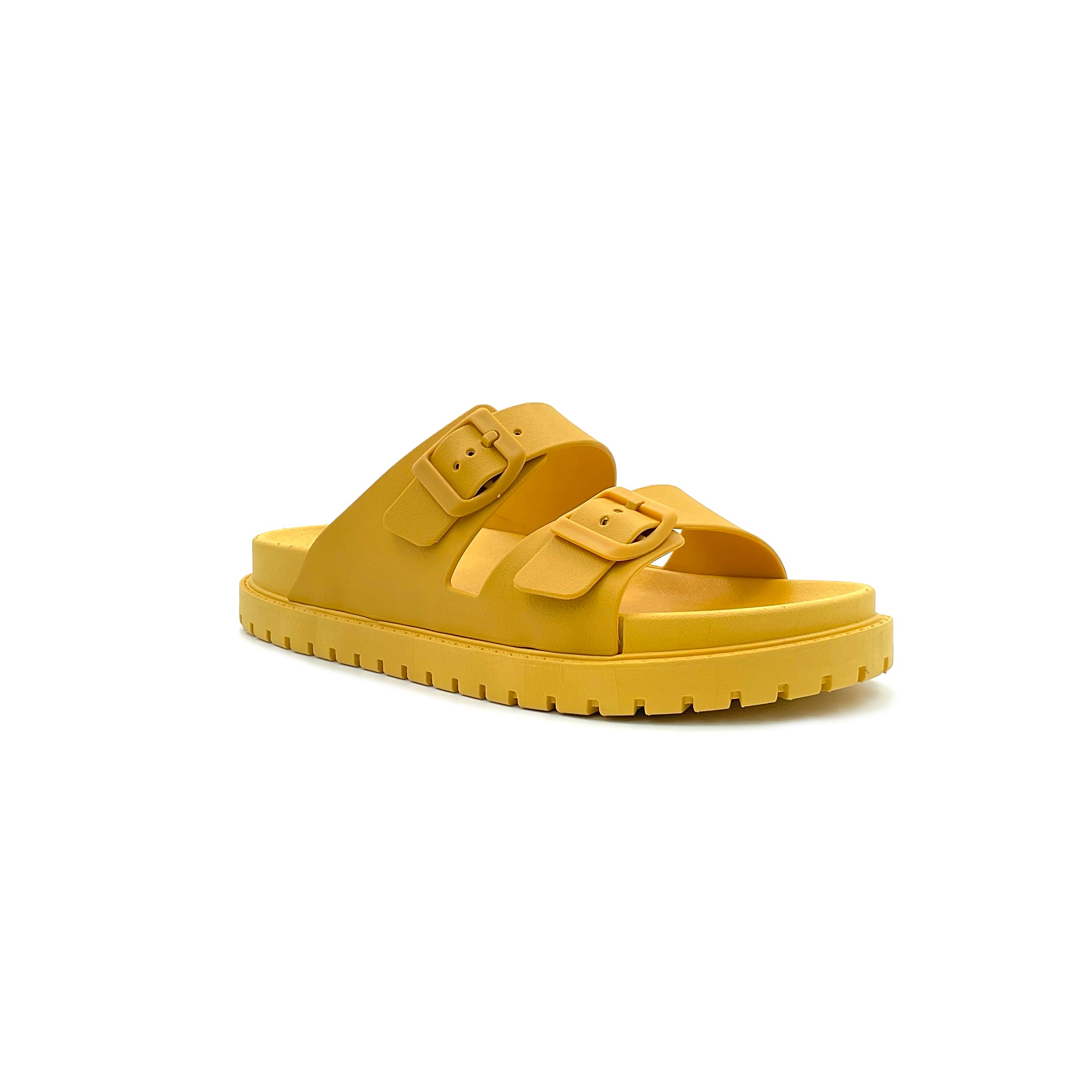 Yellow double strap outlet sandals